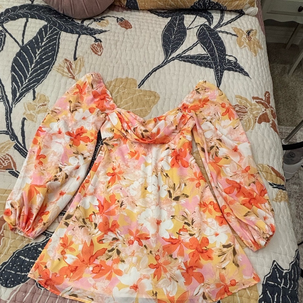 Hello Molly Floral Zippered Mini Dress Size XS